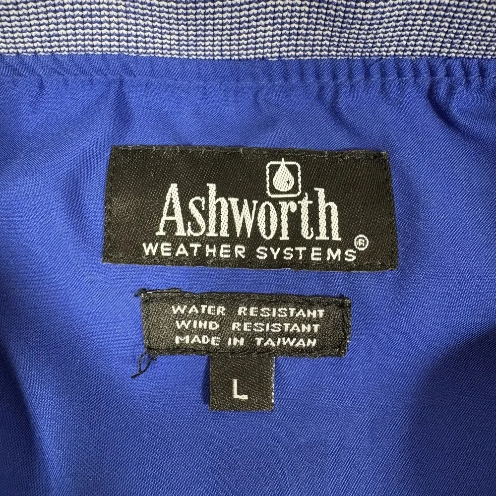 Ashworth‎ Weather Systems Men's Large Vintage Blue Pullover Golf Windbreaker Y2K